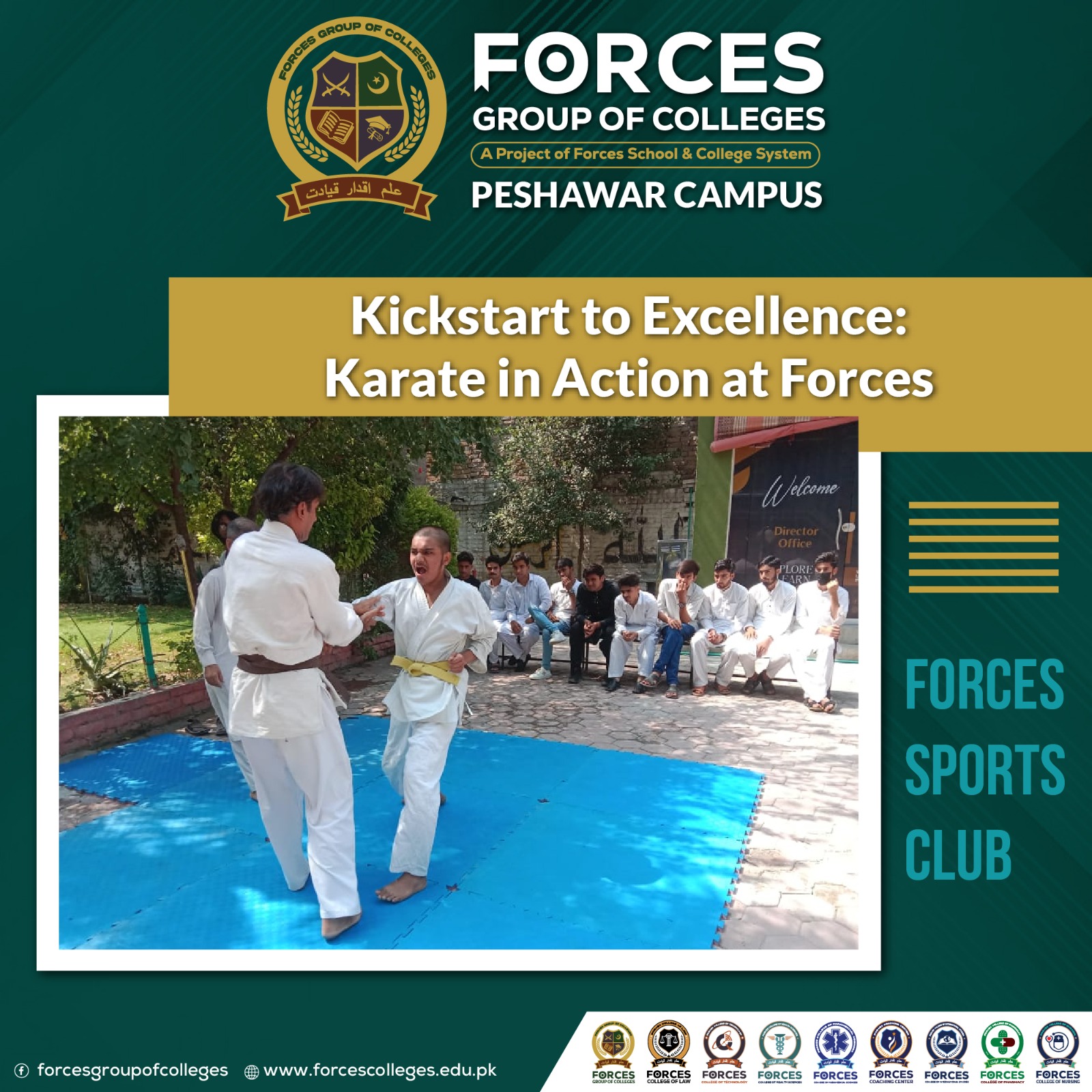 A dynamic karate session at Forces Sports Club Peshawar Campus